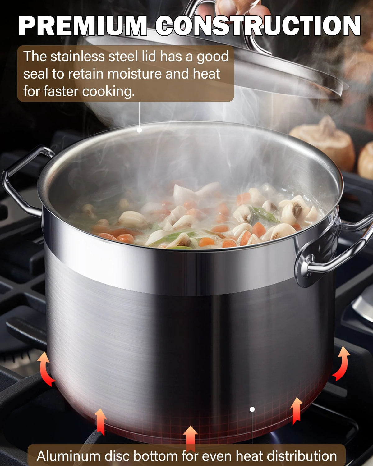 Cooks Standard Kitchen Cookware Sets Stainless Steel, Oven Safe Professional Pots and Pans Include Saucepan, Saut Pan, Stockpot with Lids, 8-Piece, Silver