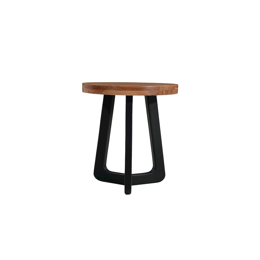 Taran Designs Renith Round Solid Wood End Table, Brown