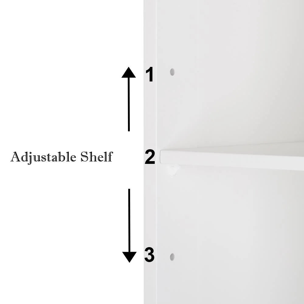 SamyoHome Wooden Over The Toilet Cabinet Bathroom Freestanding Cabinet with Shelves, White