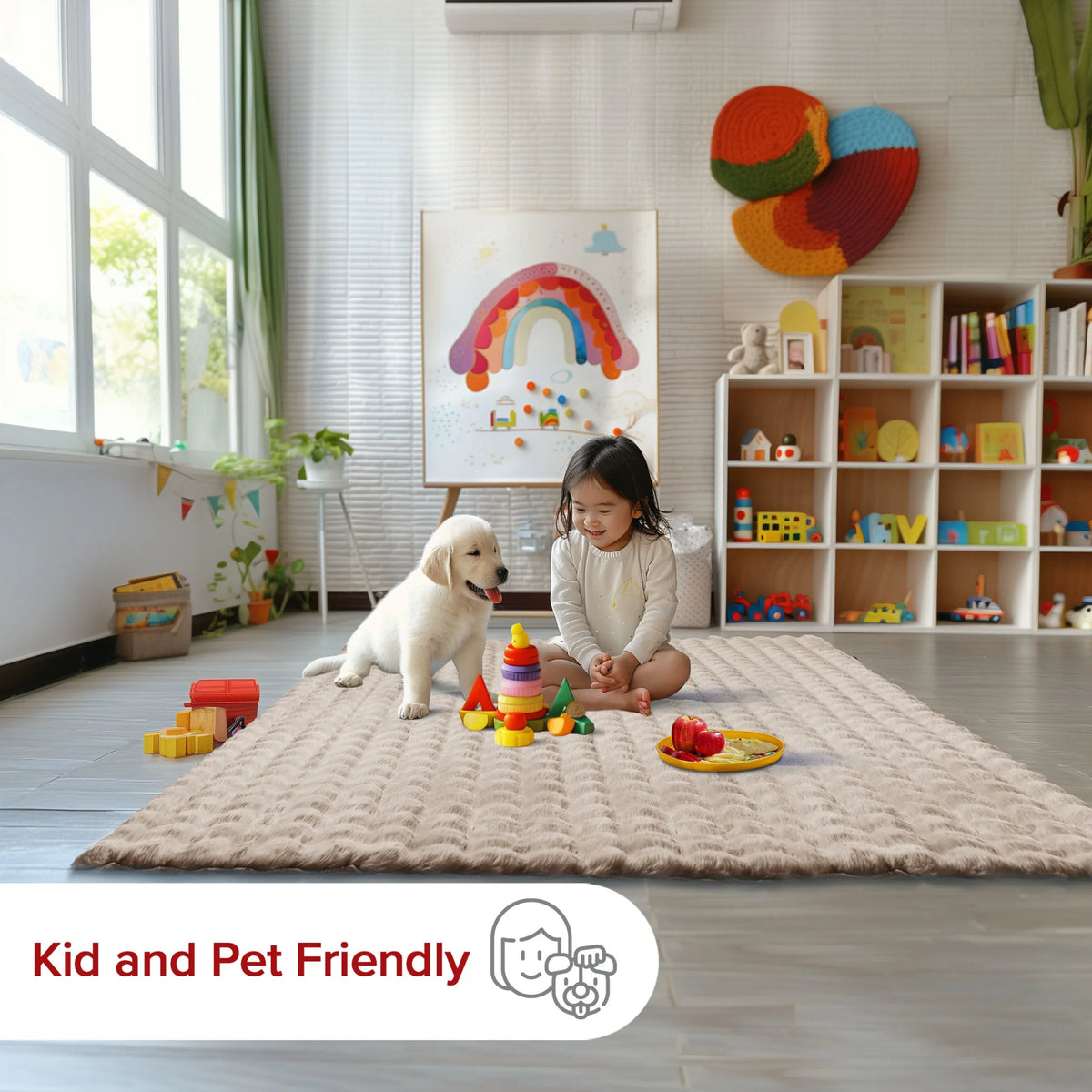 nuLOOM Jeni SuperiorWash Solid Faux Rabbit Machine Washable Area Rug, 2' 6" x 8', Runner, Jeni Grey