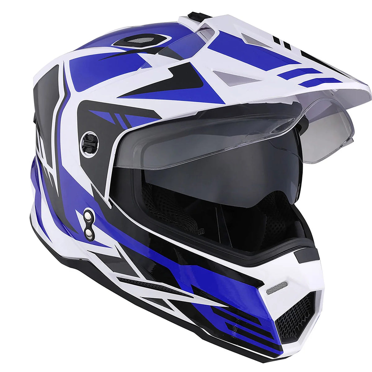 1Storm Youth Kids Dual Sport Dual Visor Motorcycle Motocross Off Road Full Face Helmet: HF802Youth Matt Black + Motorcycle Bluetooth Headset