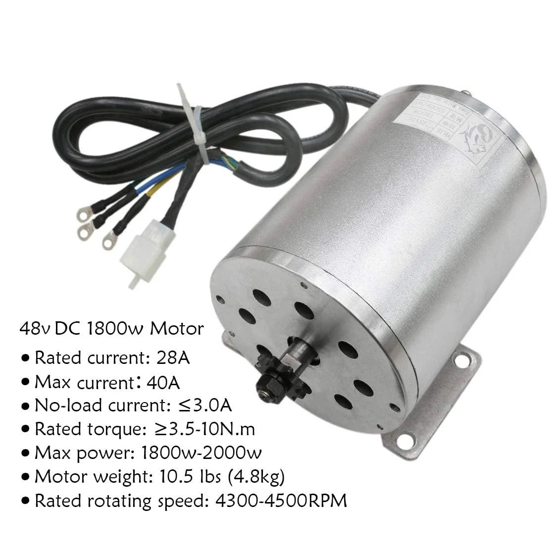 Electric Brushless DC Motor Complete Kit, 48V 1800W Motor Kit, 4500RPM with 3 Speed Controller, Battery Display Throttle, Electric Scooter Bicycle E Bike Motorcycle Mid Drive Motor, DIY Part