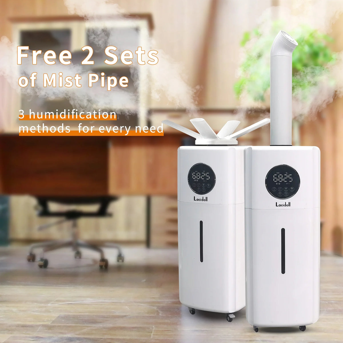 Humidifiers for Large Room Whole House Humidifier for Home 2000 Sq.ft, 5.5Gal Cool Mist Top Fill Floor 21L 2000ML/H Dual 360 Nozzles 3 Speed