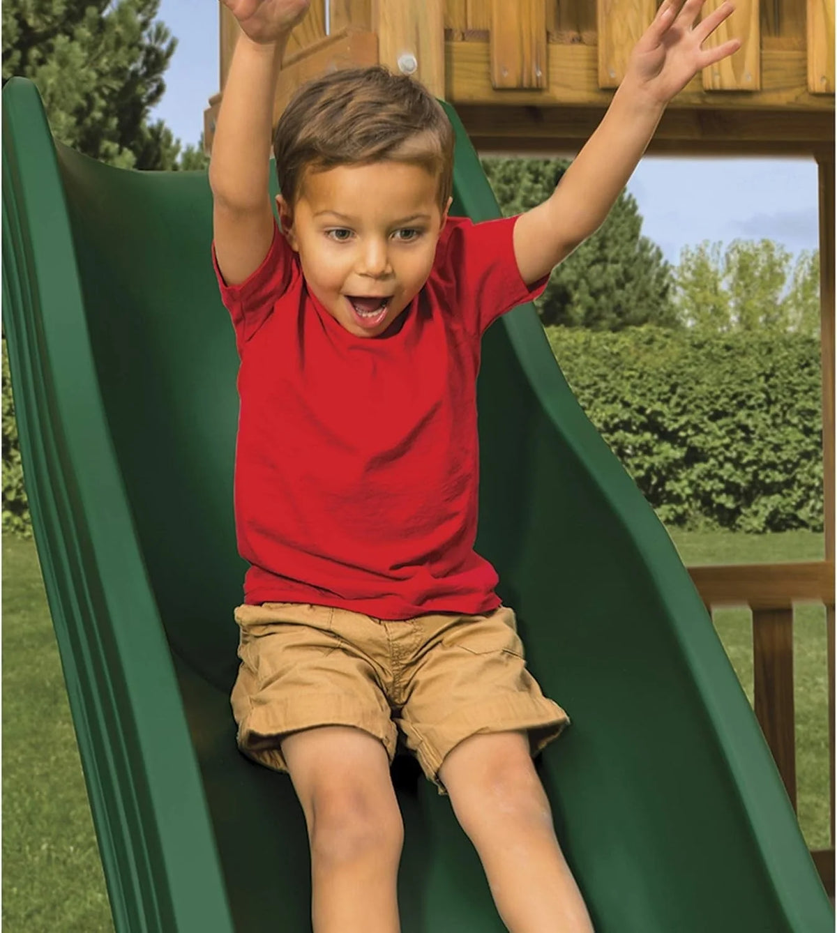 PlayStar Green Scoop Wave Slide PS 8824 Swing Set Accessory for Wooden Play Sets