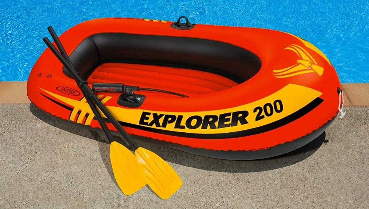 Intex Explorer 200, 2-Person Inflatable Boat Set with French Oars and Mini Air Pump