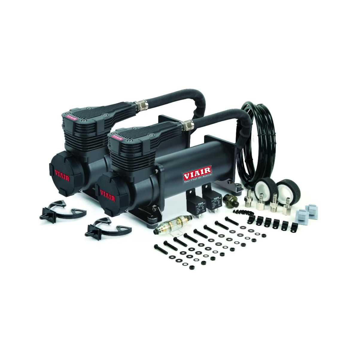 Viair Dual 485C 12 Volt 200 PSI Chrome Air Accessories Compressor Kit Value Pack