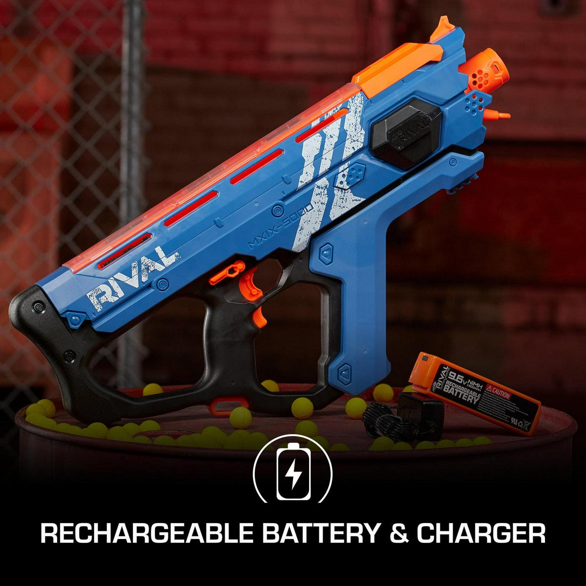 Nerf Rival Perses MXIX-5000 Team Blue Motorized Kids Toy Blaster with 50 Ball Dart Rounds for Ages 14 and Up