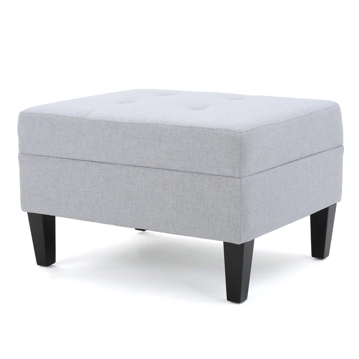 Noble House Aaron Rectangular Tufted Ottoman, Light Grey