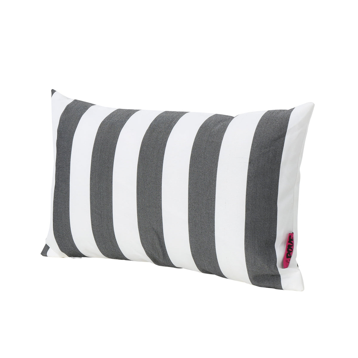GDF Studio La Mesa Indoor Water Resistant Rectangular Throw Pillow, Black Striped