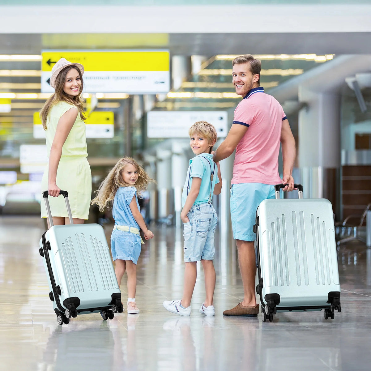 Zimtown 3 Piece Nested Spinner Suitcase Luggage Set With TSA Lock Royal Blue