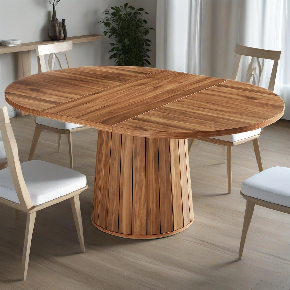Topcobe 55" Dining Table, Wood Oval Kitchen Dinner Tables, Modern Kitchen Table, Pedestal Dining Table, Kitchen & Dining Room Furniture