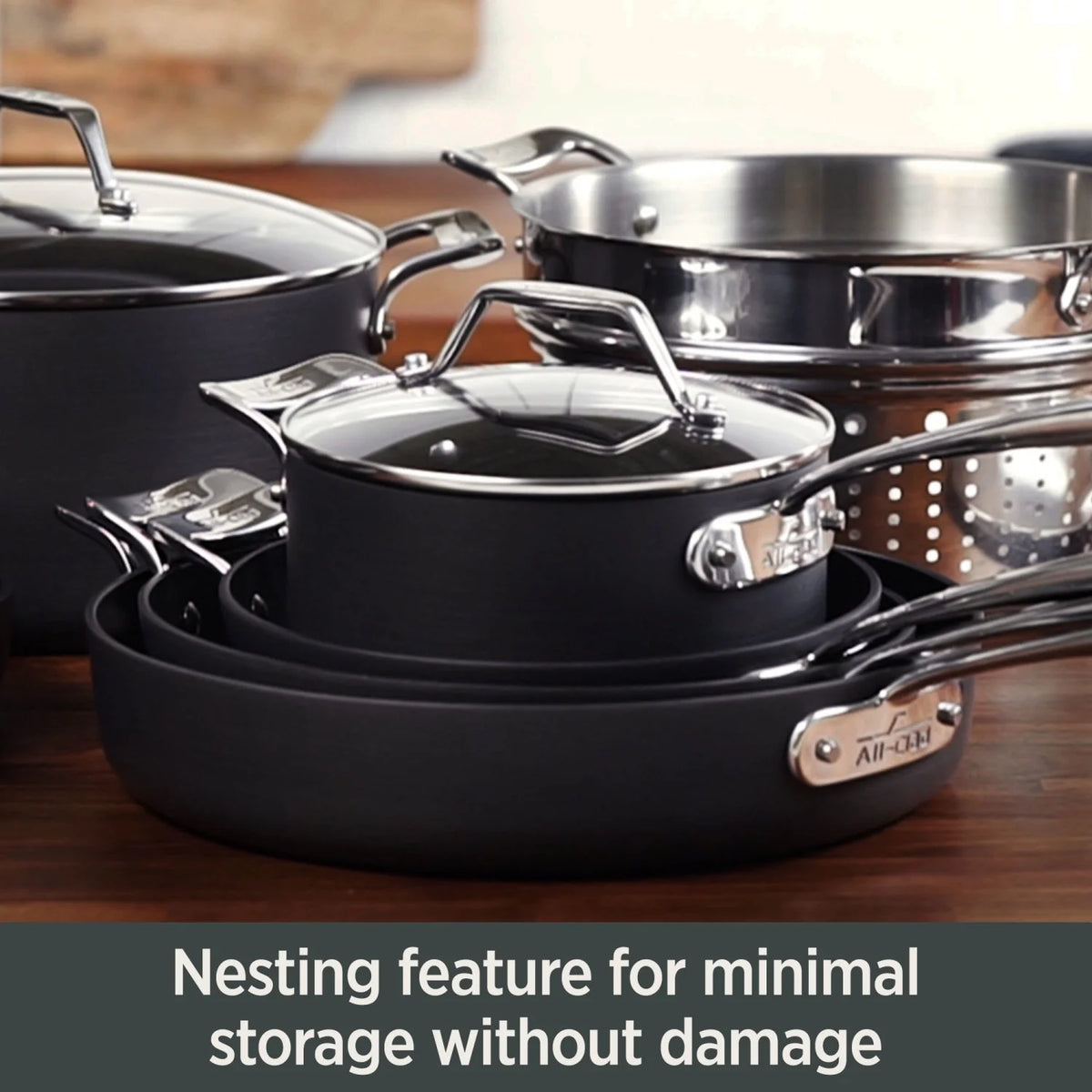 All-Clad Essentials Hard Anodized Nonstick Cookware Set, 10 piece