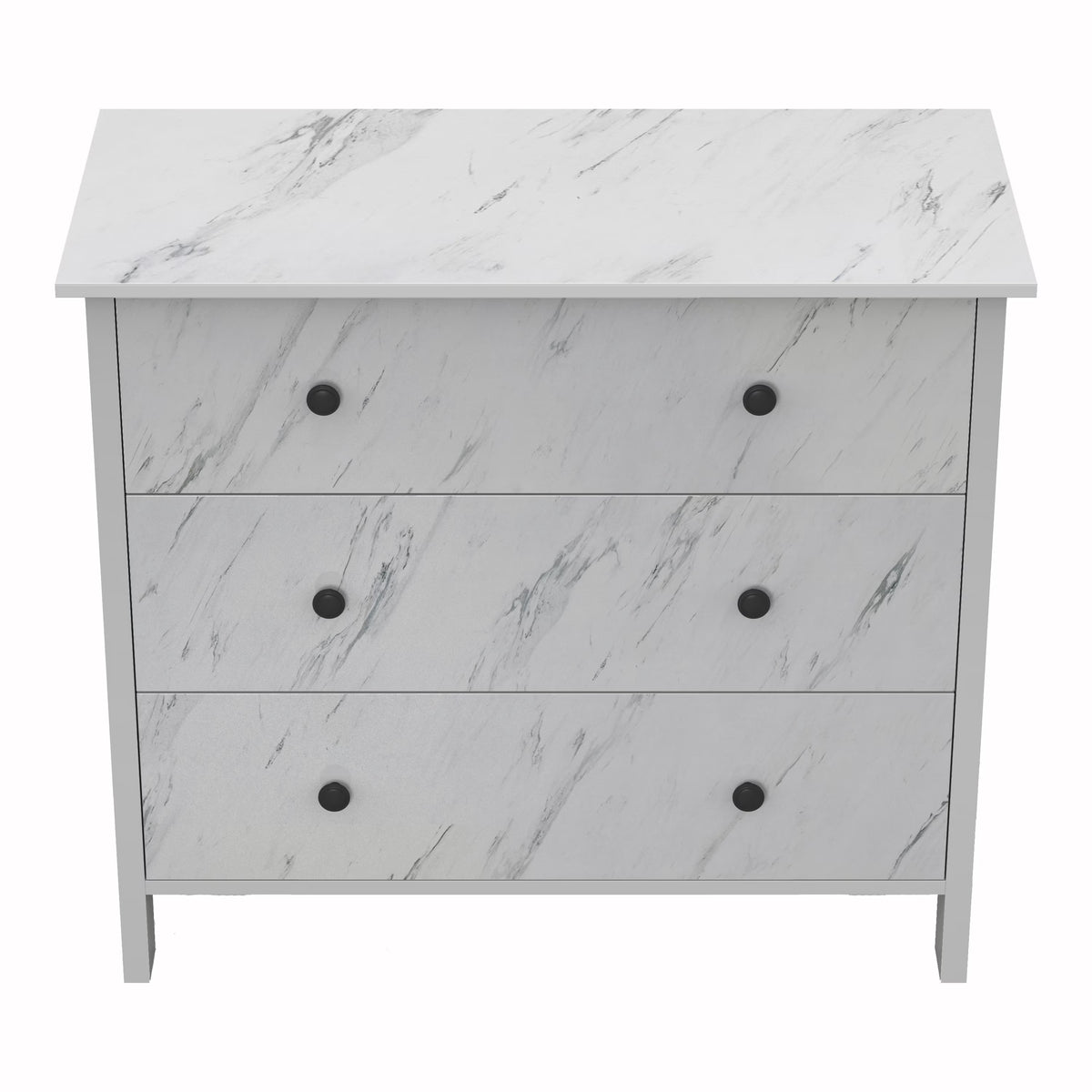 Furniture of America Tilde Adult Modern 3-Drawer Cabinet Vertical Dresser, Marble White