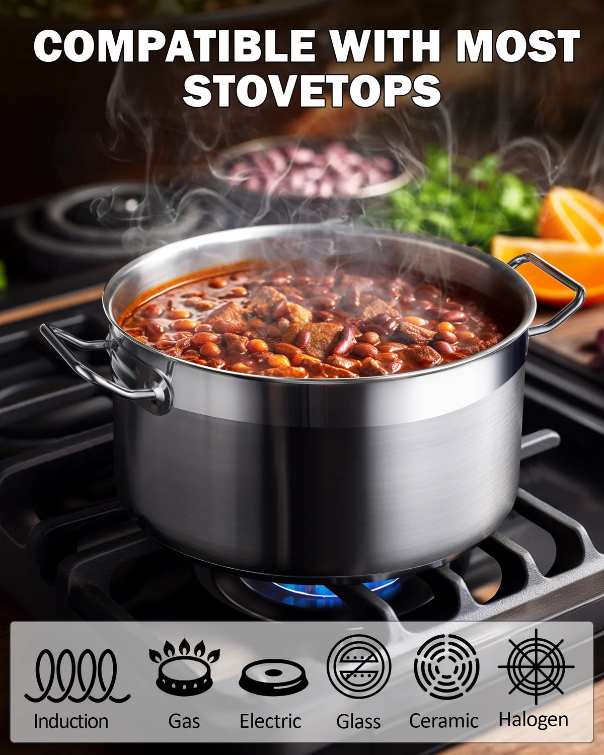 Cooks Standard Kitchen Cookware Sets Stainless Steel, Oven Safe Professional Pots and Pans Include Saucepan, Saut Pan, Stockpot with Lids, 8-Piece, Silver