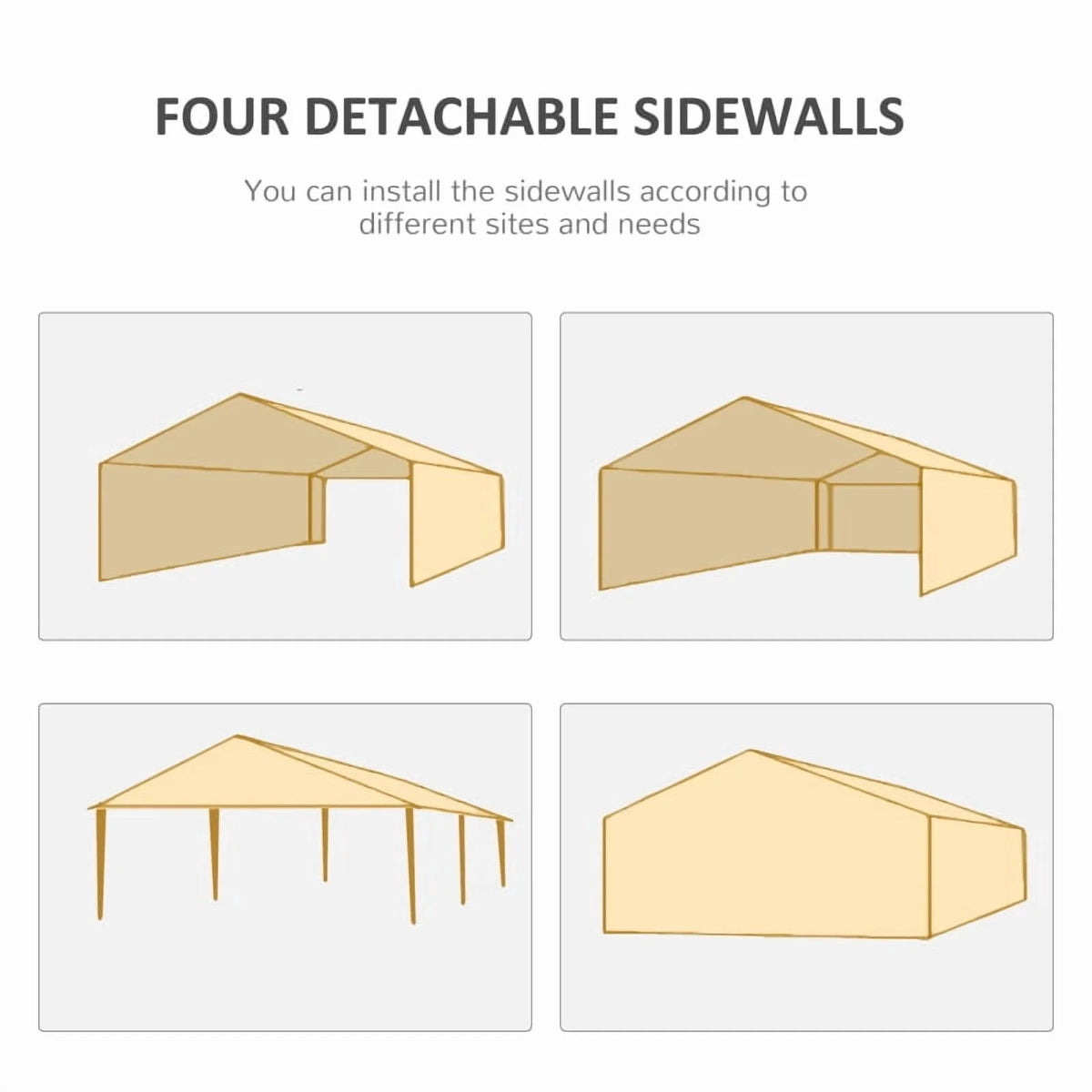 Outsunny 10' x 20' Large Party Tent, Events Shelter Canopy Gazebo with 4 Removable Side Walls, Shade Shelter for Weddings, White On-Site