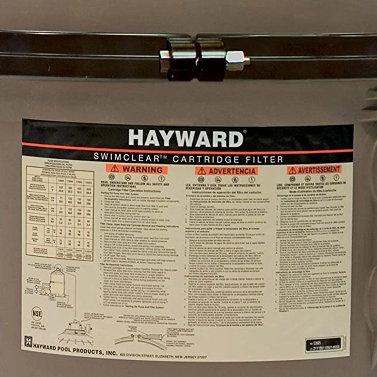 Hayward W3C3030 325 Square Feet SwimClear Outdoor In Ground Pool Cartridge Filter with Rapid Release Air Valve and Secure Flange Clamp