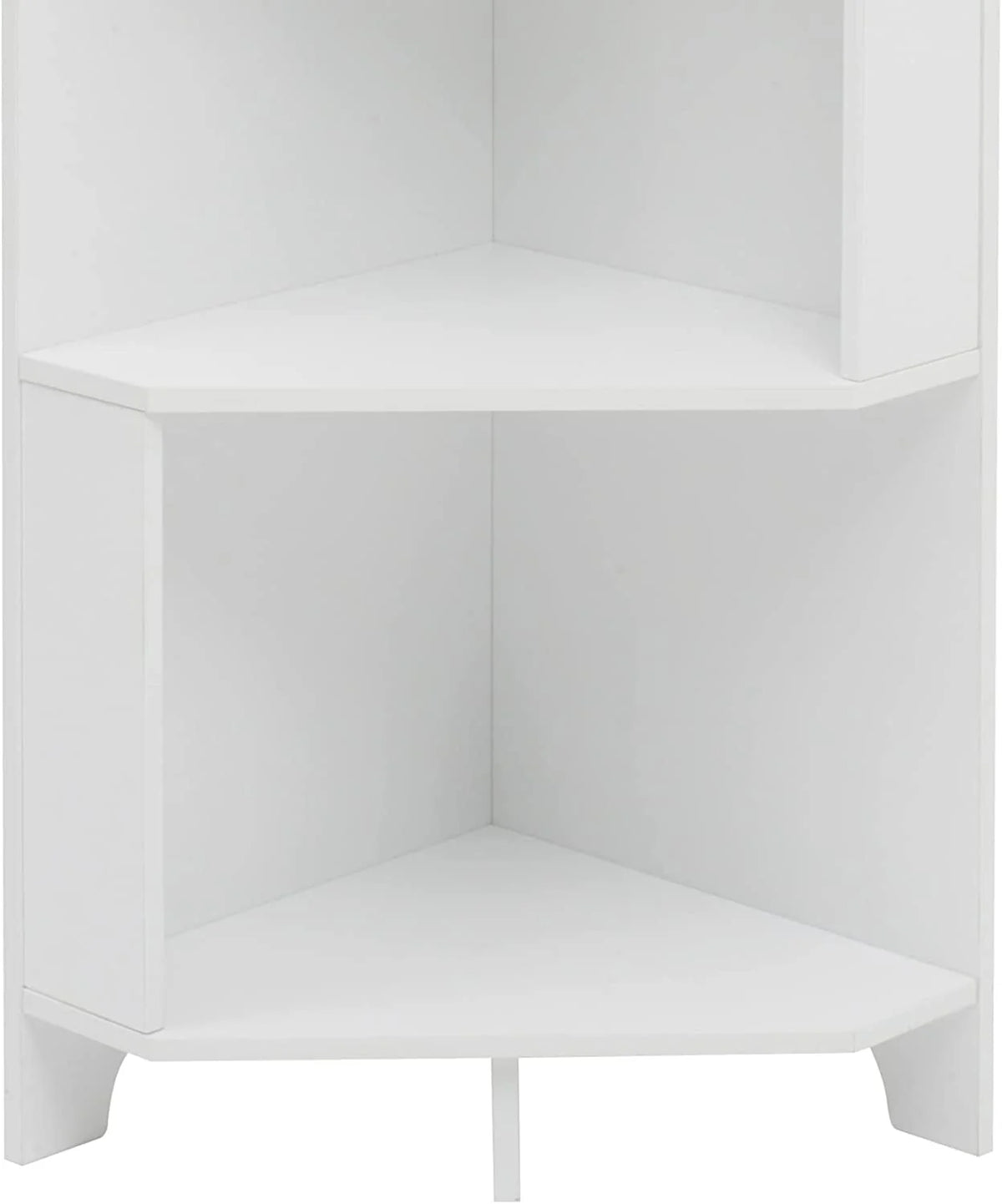 Bookshelf Corner Shelf Bookcase, Wooden 5-Tier Book Shelves Display Cabinet For Living Room,Bedroom,Bathroom, White