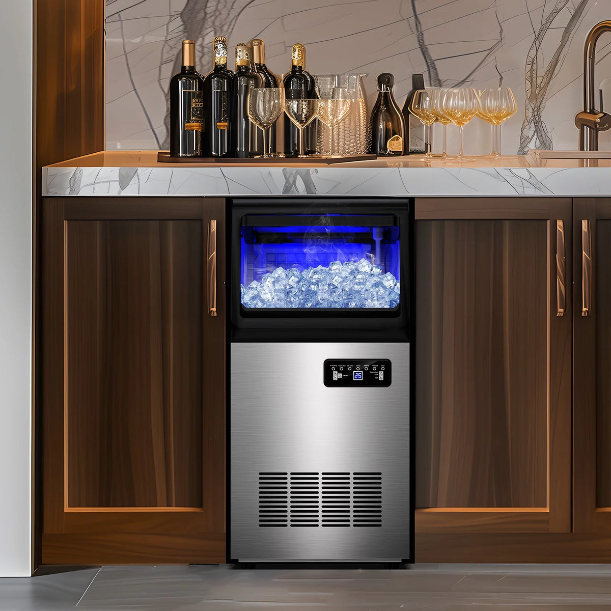Tittla 70lbs/24H Commercial Ice Maker Machine,Stainless Steel Under Counter ice Machine,37LBS Storage Capacity for Restaurant Home Bar