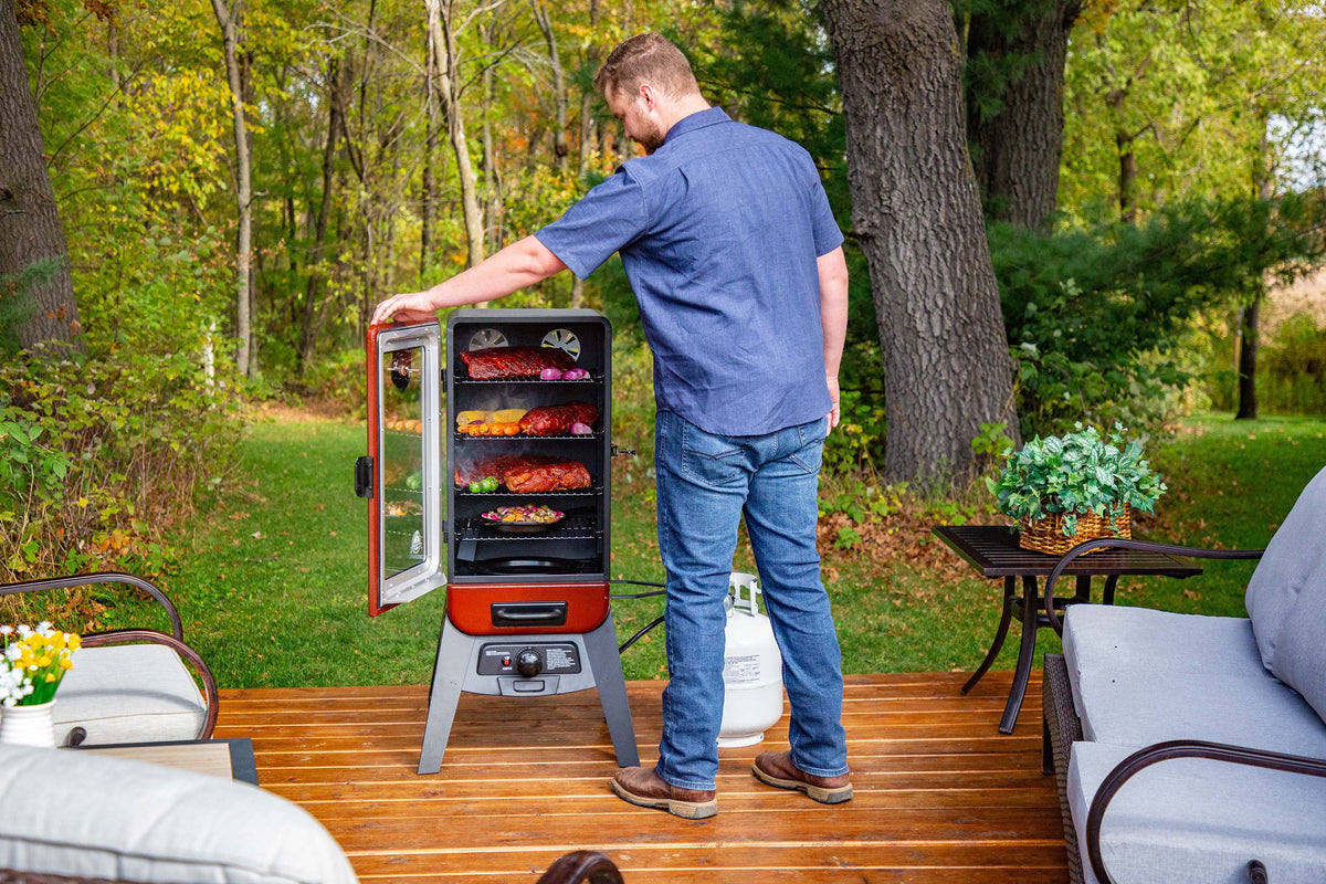 Pit Boss 3-Series Gas Smoker in Red Hammertone - PBV3G1