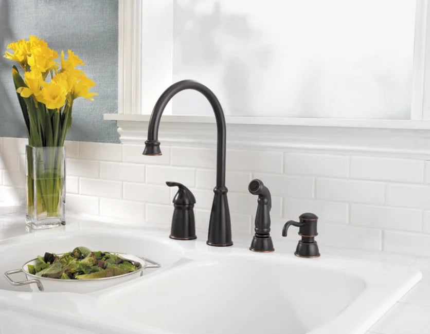 Avalon 1-Handle Kitchen Faucet with Side Spray & Soap Dispenser in Polished Chrome