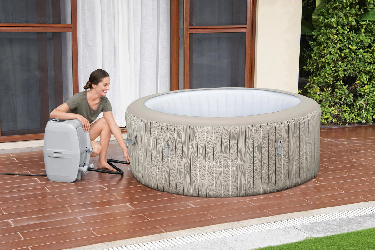 SaluSpa Santa Monica Energy-Efficient Smart AirJet Inflatable Circle Hot Tub with App-Control 2-4 Person with Pump #P09144