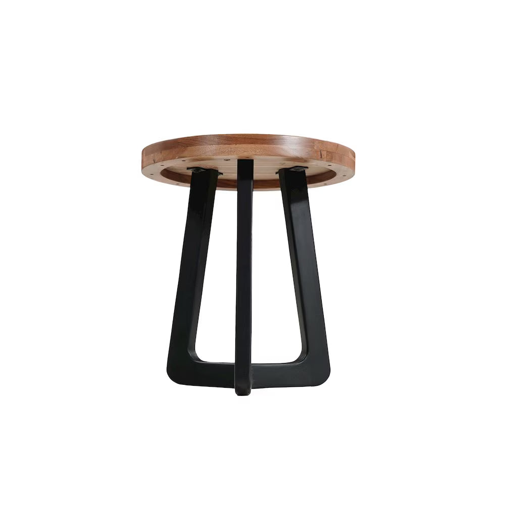 Taran Designs Renith Round Solid Wood End Table, Brown