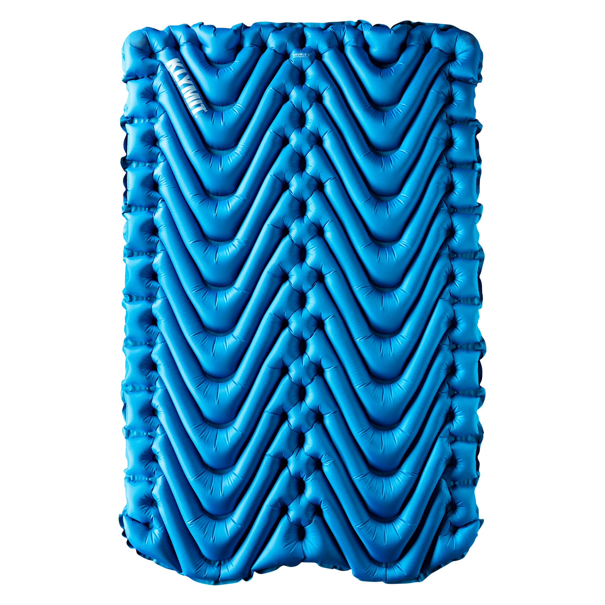 Klymit Double V Sleeping Pad, Extra Wide 2-Person 3-Season Camping Air Matress  with Pump Sack, Blue