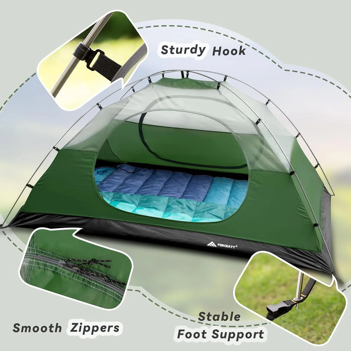 Camping Tent 2/3/4 Person, Professional Waterproof & Windproof Lightweight Backpacking Tent Suitable for Outdoor,Hiking,Camping, Mountaineering and Travel