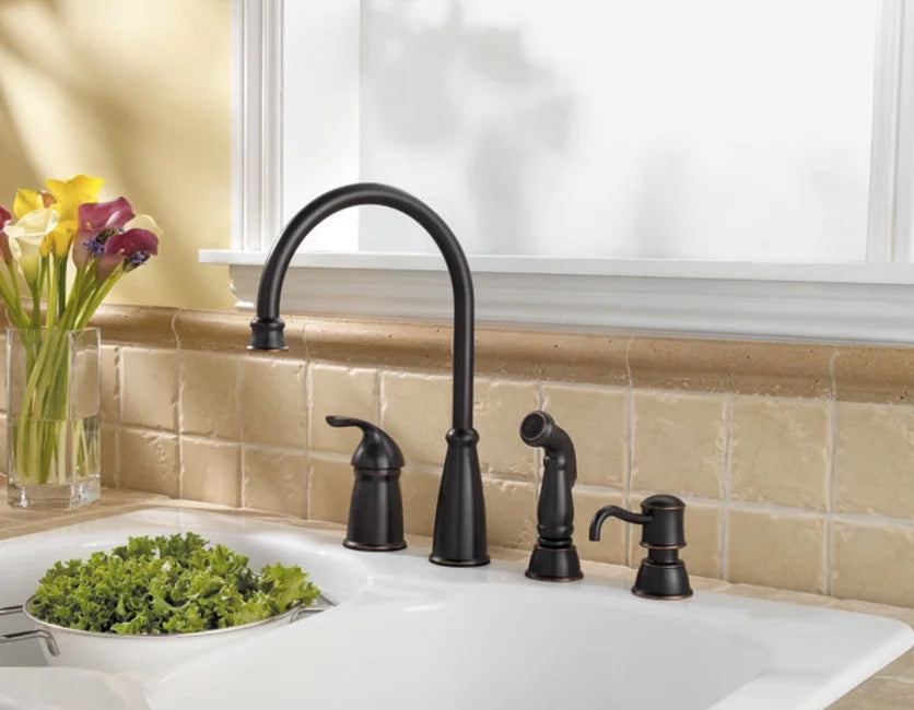 Avalon 1-Handle Kitchen Faucet with Side Spray & Soap Dispenser in Polished Chrome