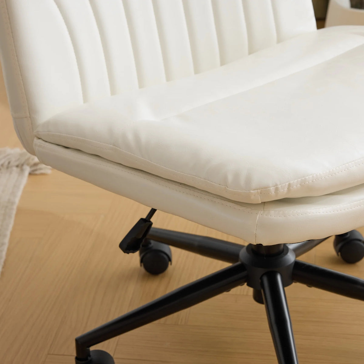Ktaxon Armless Office Chair Swivel Study Chair Adjustable Desk Chair with Criss Cross Legs and Wheels for Conference and Home Faux Leather Gray