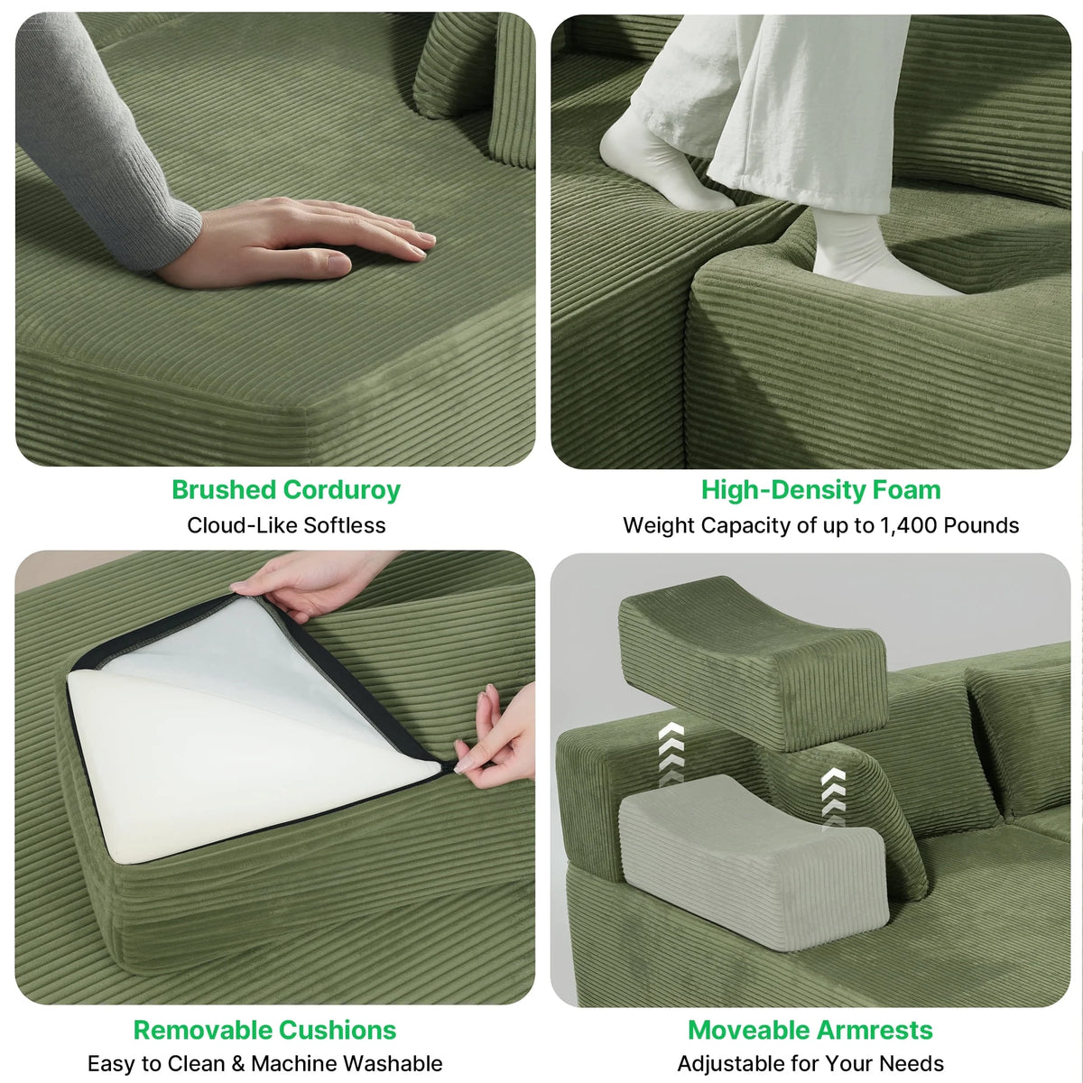 Behost 105" Modular Sectional Sofa for Living Room, Boneless L Shaped Cloud Couch with Chaise, Gray