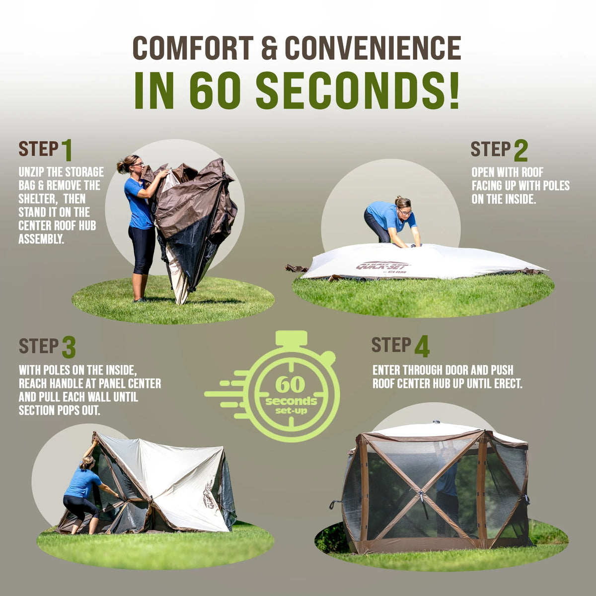 Clam Quick Set Pavilion Portable Camping Outdoor Gazebo Canopy Screen