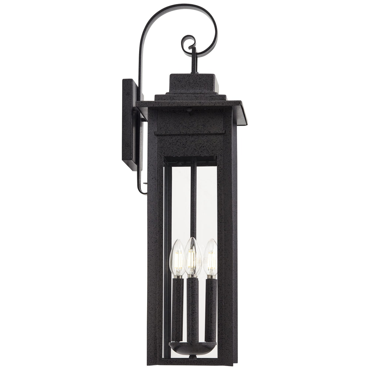 Franklin Iron Works Bransford 28 1/4" High Farmhouse Rustic Outdoor Wall Light Fixture Mount Porch House Scroll Black-Specked Gray