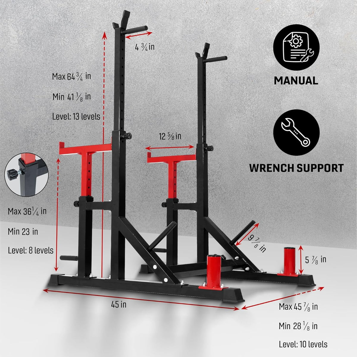 Yes4All Hip Thrust Leg Exercise Machines with Bench, Resistance Bands, Black/Red