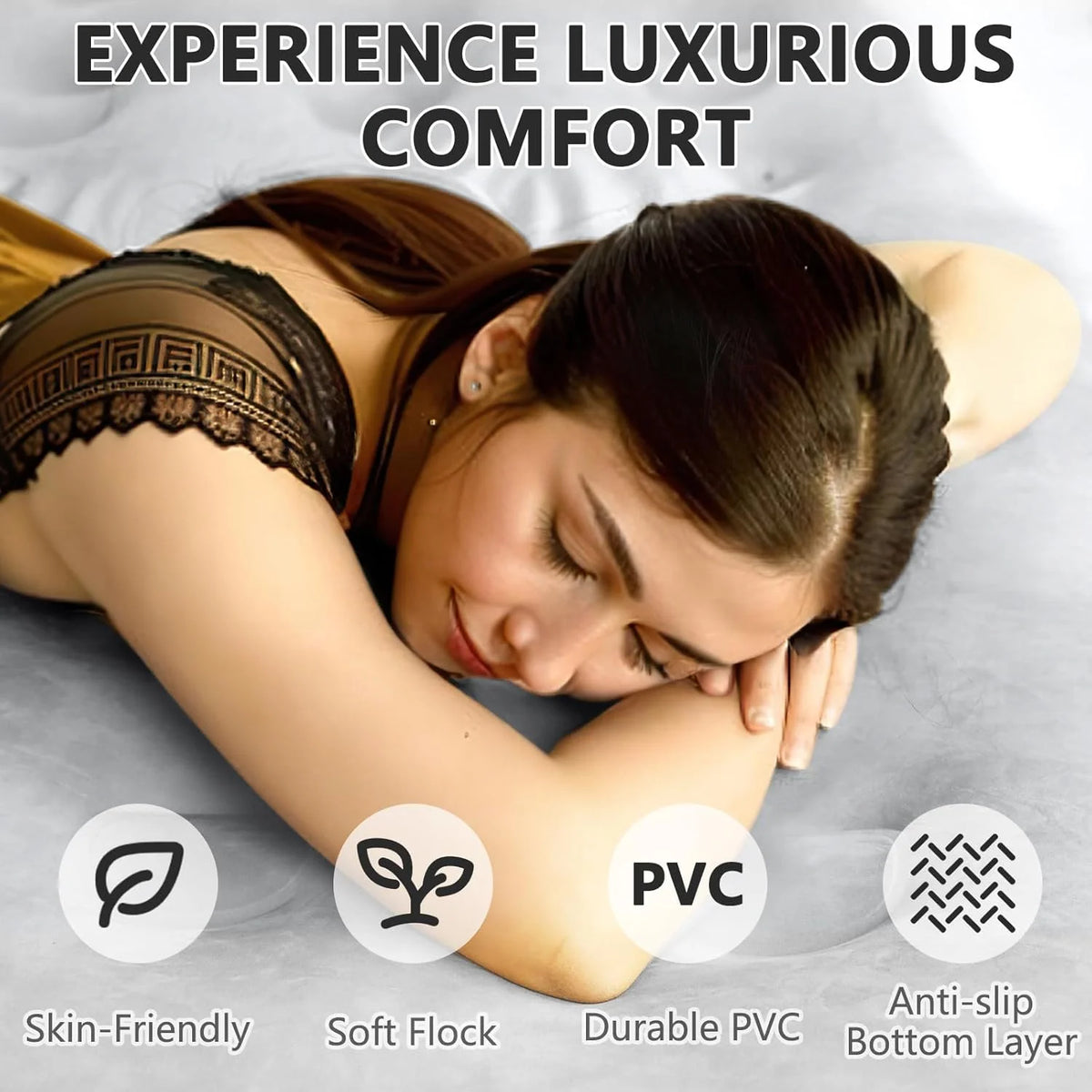 Liyufly 19in Queen Air Mattress, Inflatable Airbed with Pump for Guest Home Camping Travel, 661lb Max,Coffee