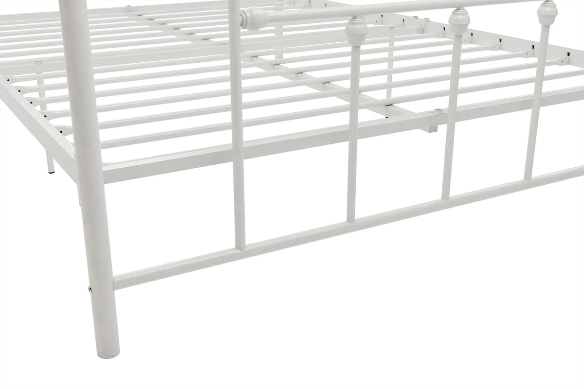 DHP Manila Metal Platform Bed with Adjustable Height, Full, White
