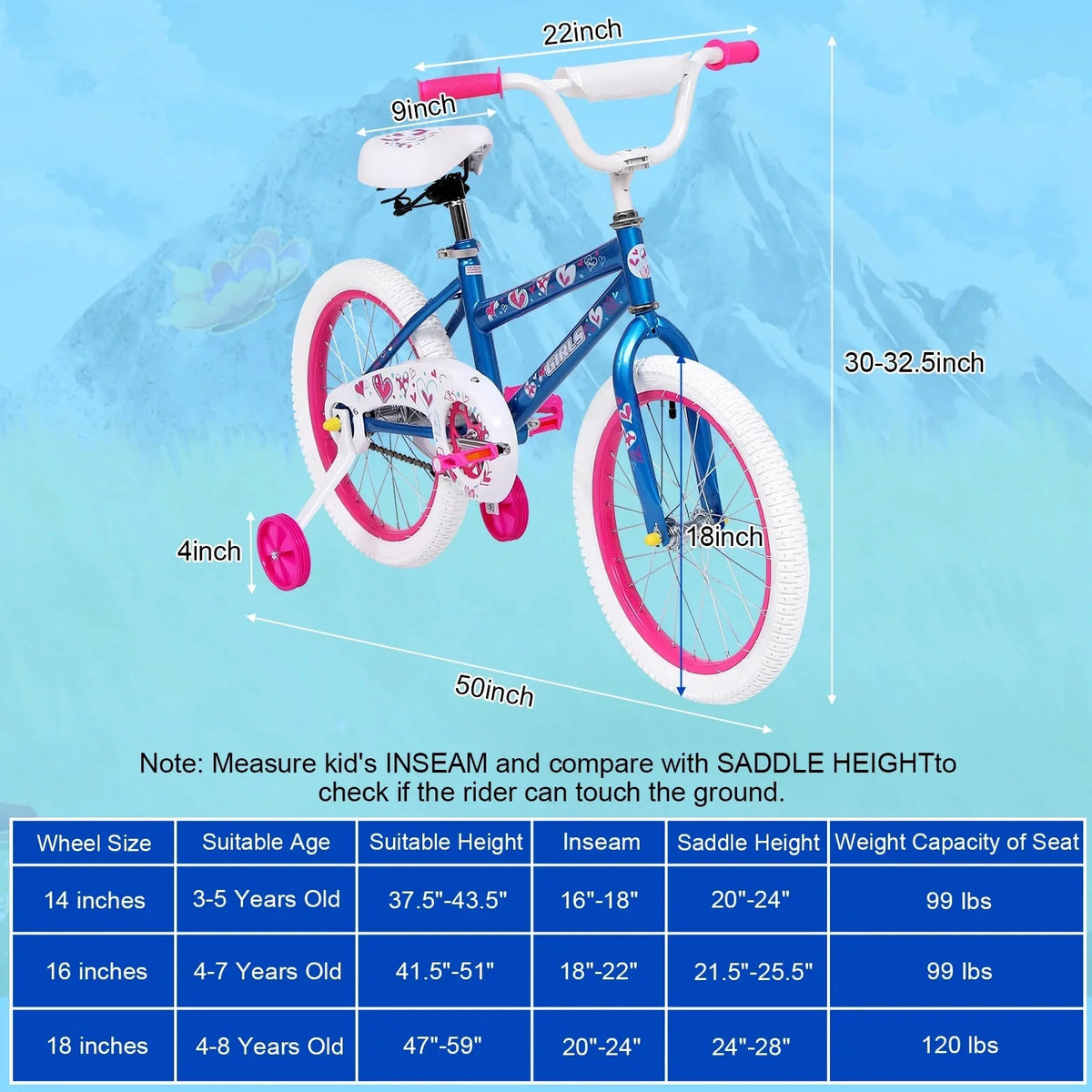 HONGGE 20 in. Girl Kids Bike for Girls Ages 5-12 Years, Blue