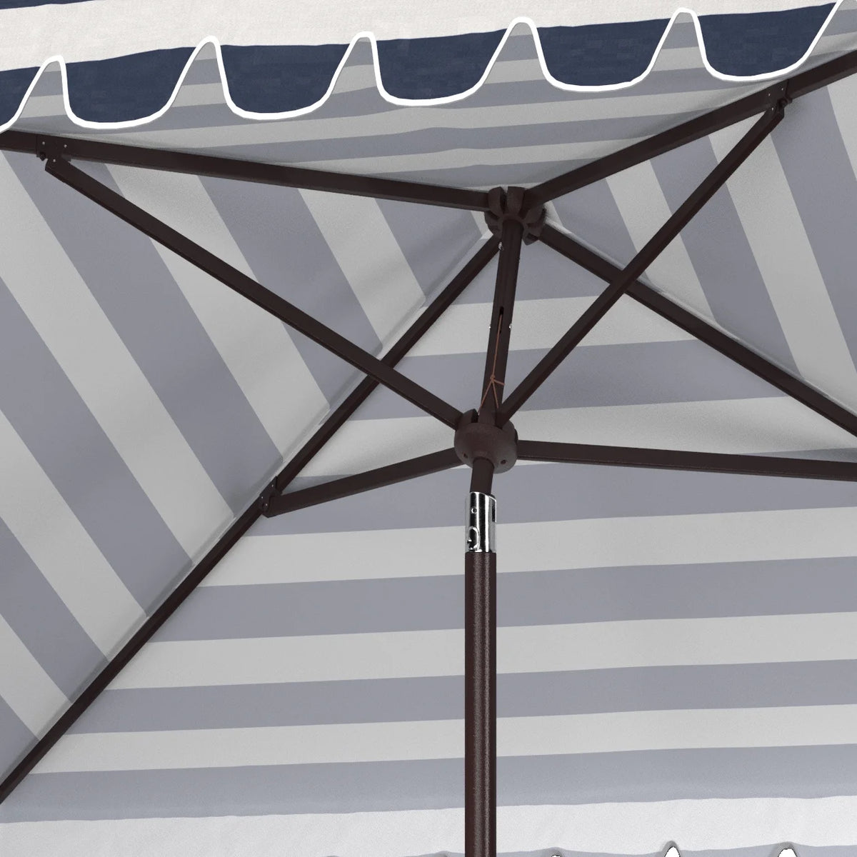 SAFAVIEH Outdoor Collection Vienna 7.5-Foot Square Crank Umbrella Grey/White