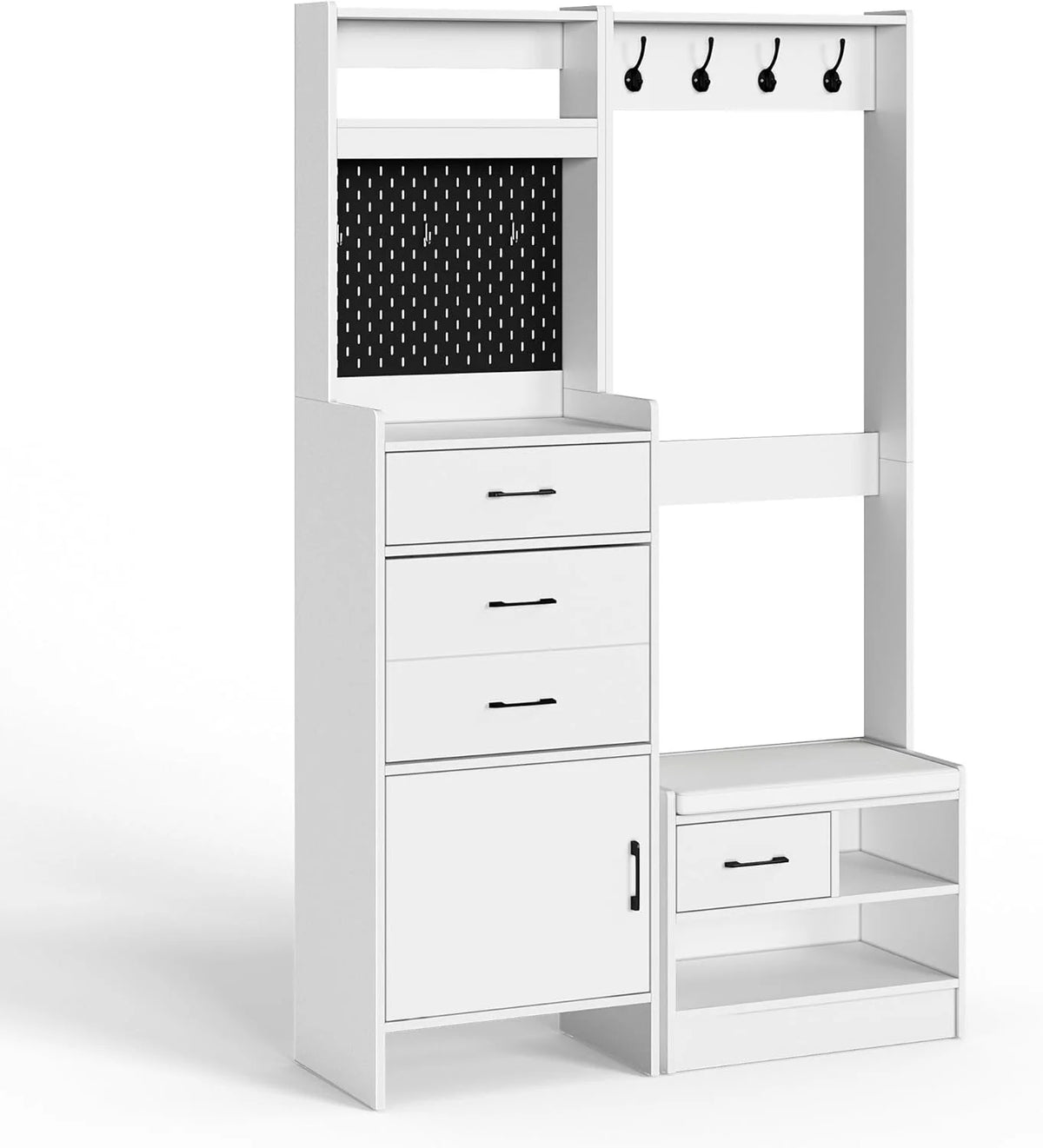 Royalcraft 5-in-1 Shoe Cabinet with Flip Drawer, Entryway Shoe Storage with Pegboard, Adjustable Shelf, Wood Entryway Cabinet, Brown