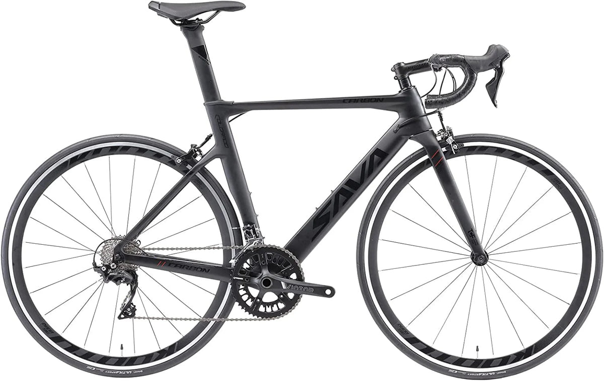 SAVADECK Carbon Road Bike, Warwinds3.0 700C Carbon Fiber Frame Carbon Fork Racing Bicycle with Shimano SORA 18 Speed Derailleur System and Double V Brake.(Black Grey 47cm)