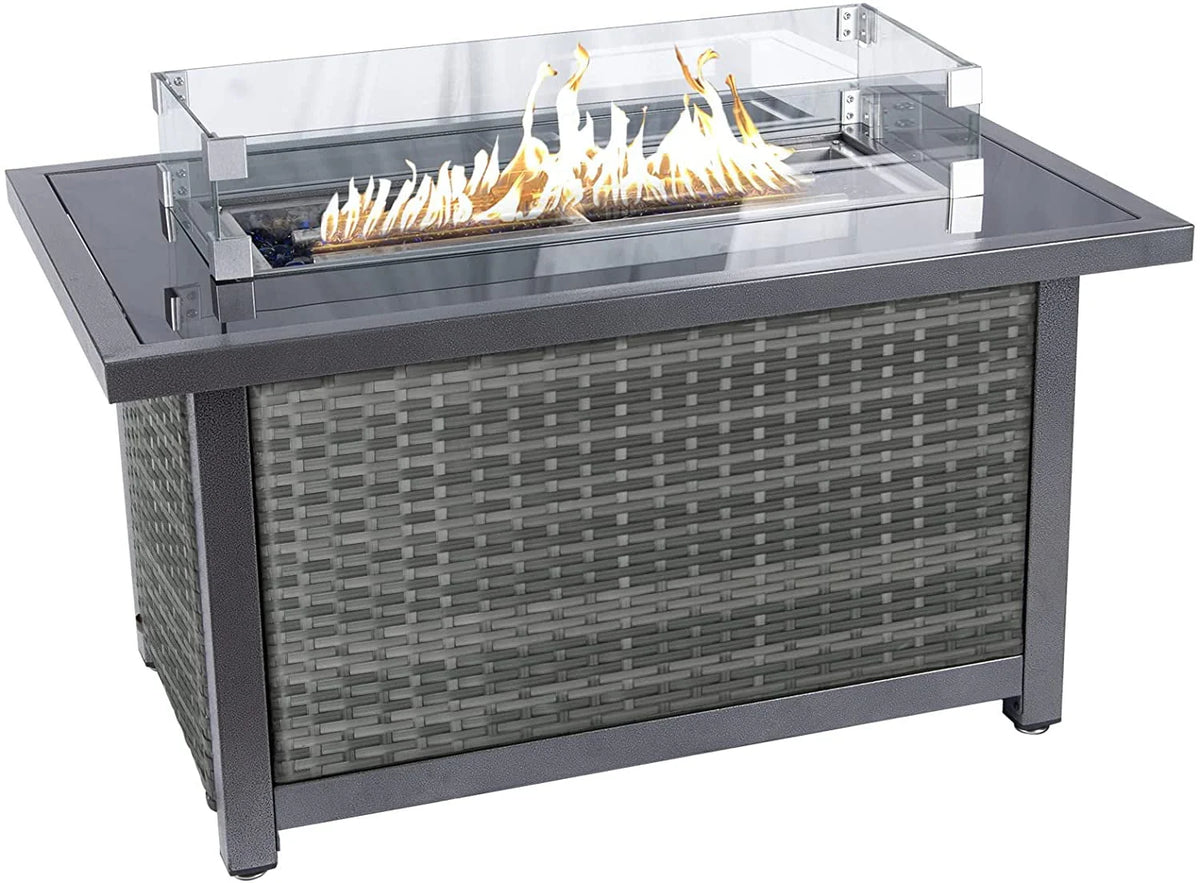 Polar Aurora Propane Fire Pit Table, 50,000 BTU Auto-Ignition Fire Pit with Wind Guard