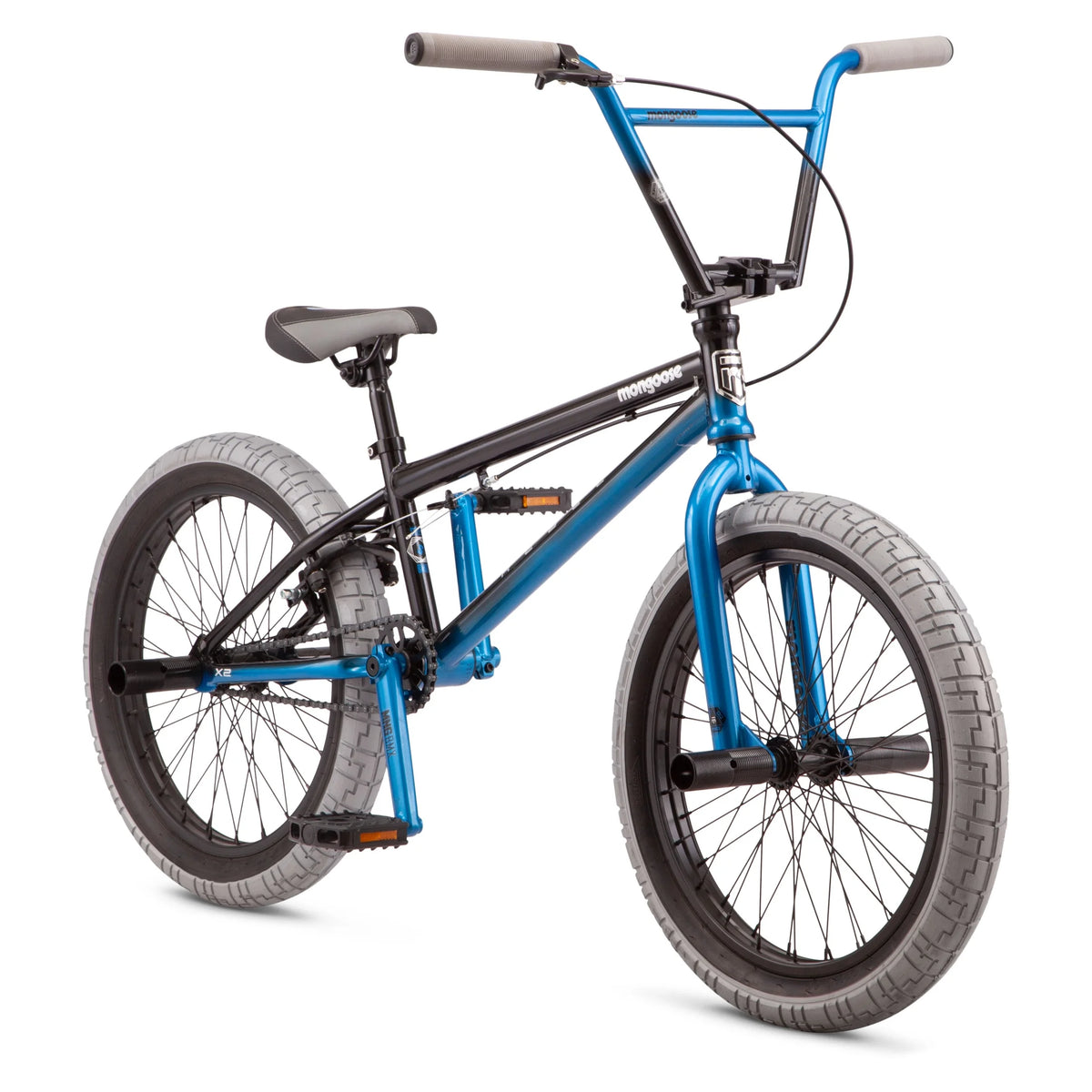 Mongoose Rebel X2 Kids BMX Bike, 20-in. Wheels, Children Ages 6+, Black & Blue Bicycle