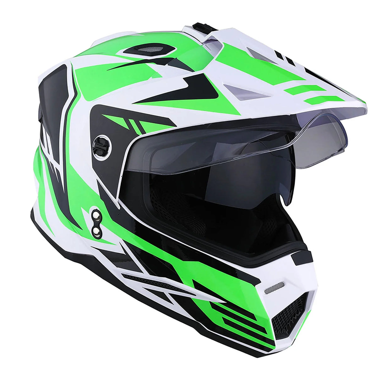 1Storm Youth Kids Dual Sport Dual Visor Motorcycle Motocross Off Road Full Face Helmet: HF802Youth Matt Black + Motorcycle Bluetooth Headset