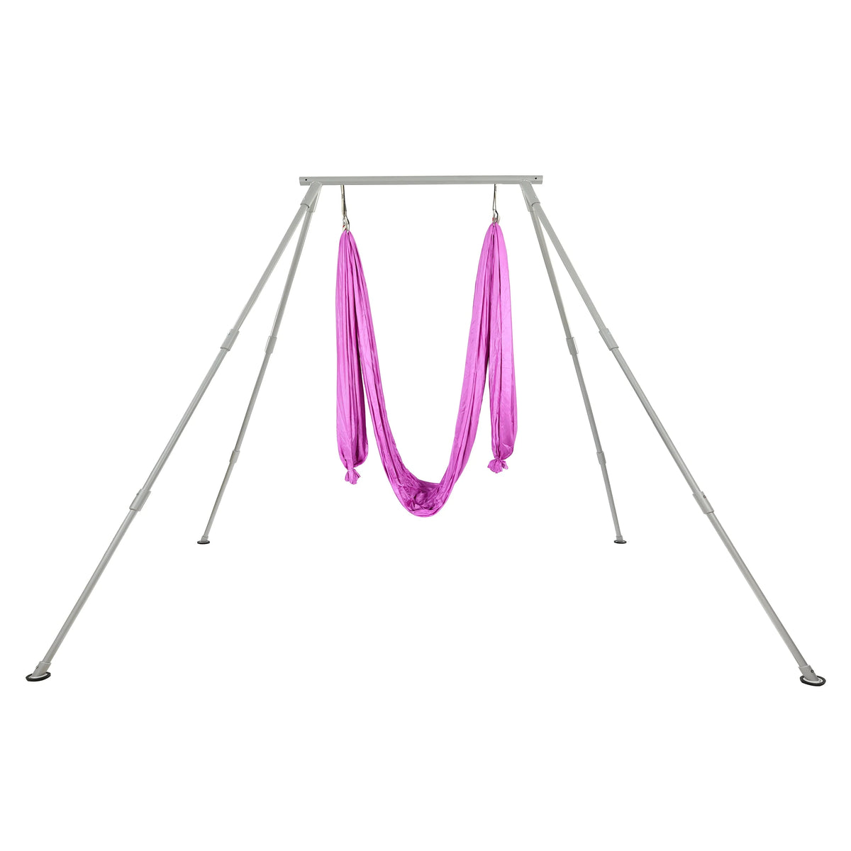 Kojem 97"/2.46m Aerial Trapeze Stand Portable Rig Yoga Swing Bar 250kg/551lbs Aluminum Rack ?Nylon Silk Indoor Outdoor Use with 20Ft/6m Aerial Purple Silk