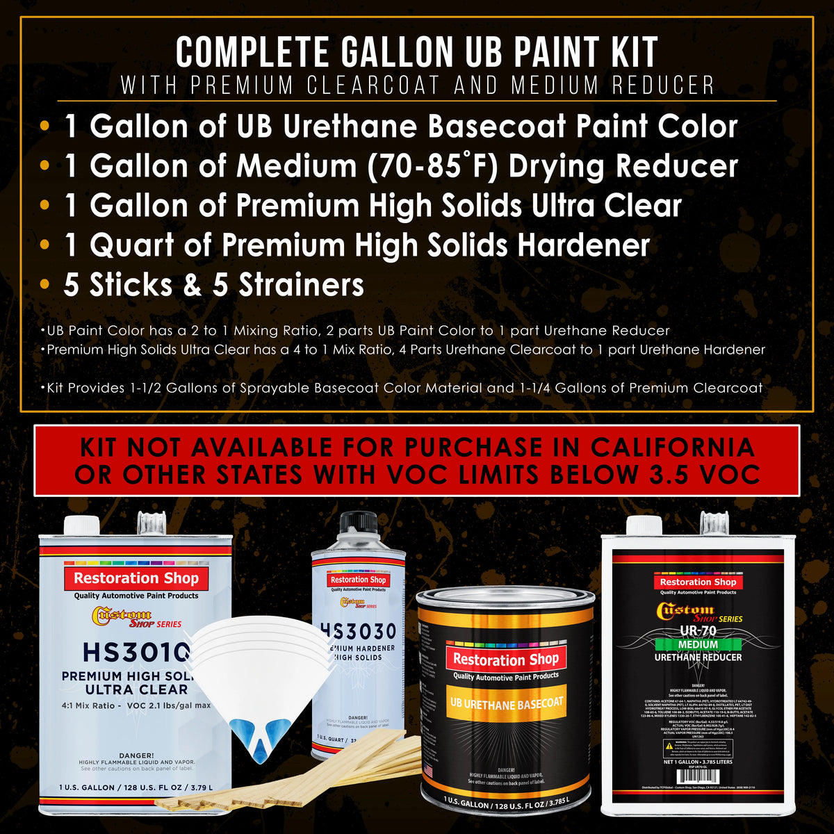 Pro Street Red Premium Gallon Kit URETHANE BASECOAT Car Auto Body Paint Kit