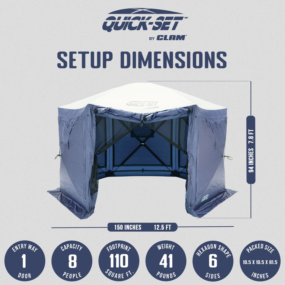 Clam Quick Set Pavilion Portable Camping Outdoor Gazebo Canopy Screen