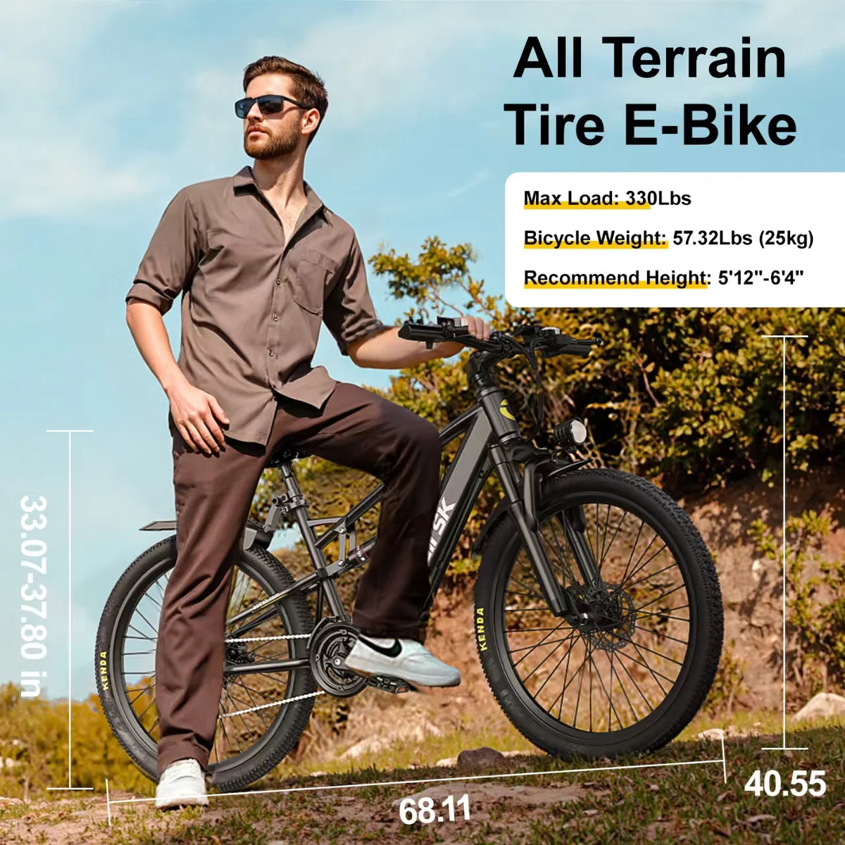 Folding Electric Bike for Adults,500W 20MPH 32Miles Long Range,48V 15AH Removable Battery,14" Small City Commuting E-bike with Full Suspension, LCD Display