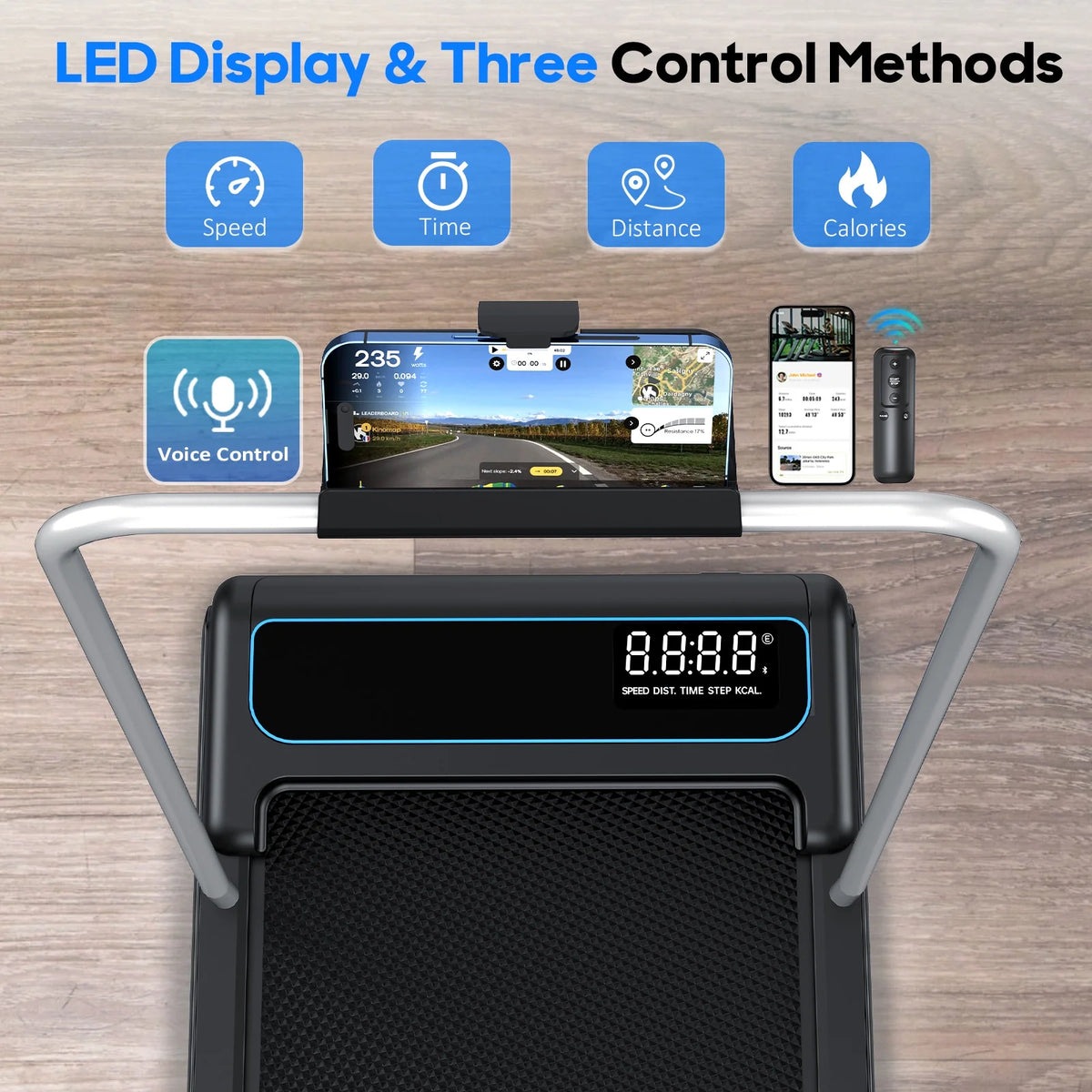 YZRUN Walking Pad, 2.5 HP Treadmills for Home Small with Handles, 5 MPH Under Desk Treadmill Walking Pad, 265 LBS