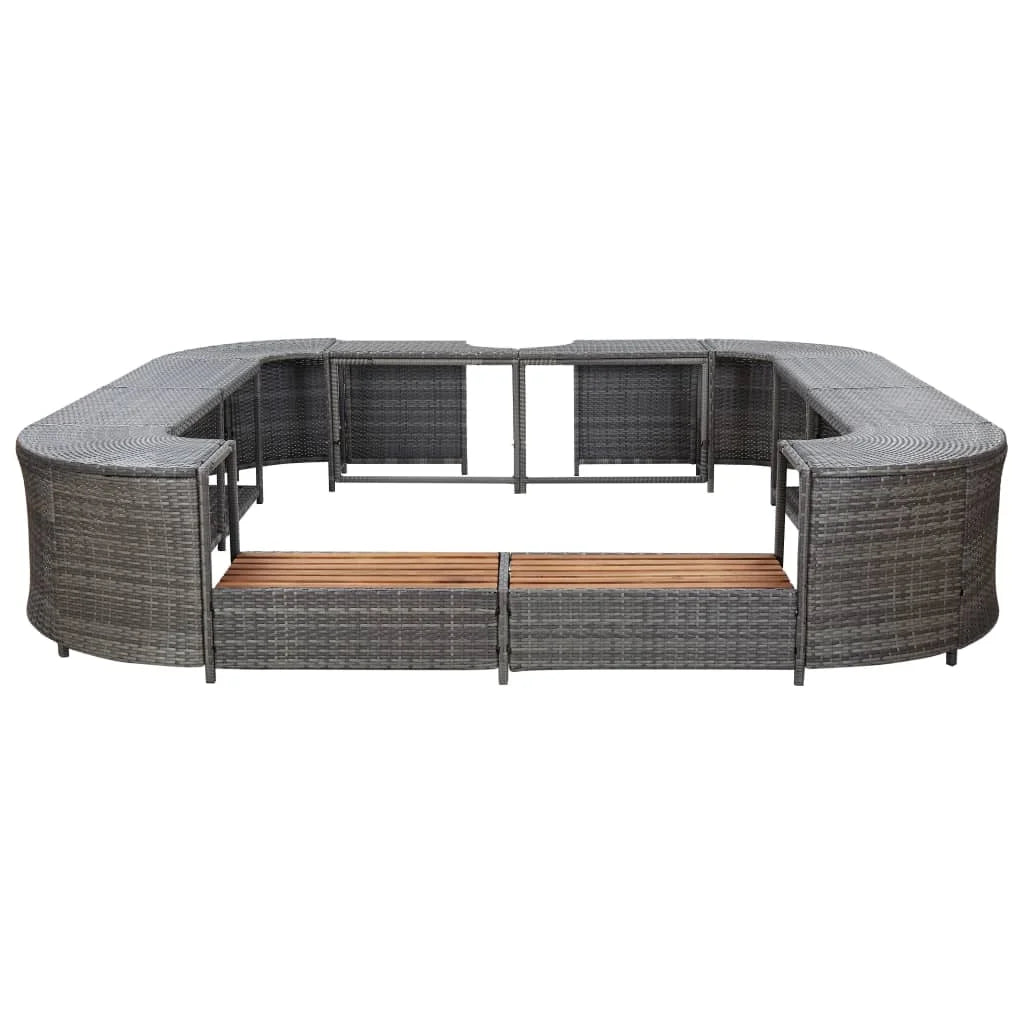 vidaXL Square Spa Surround Black 105.5"x105.5"x21.7" Poly Rattan
