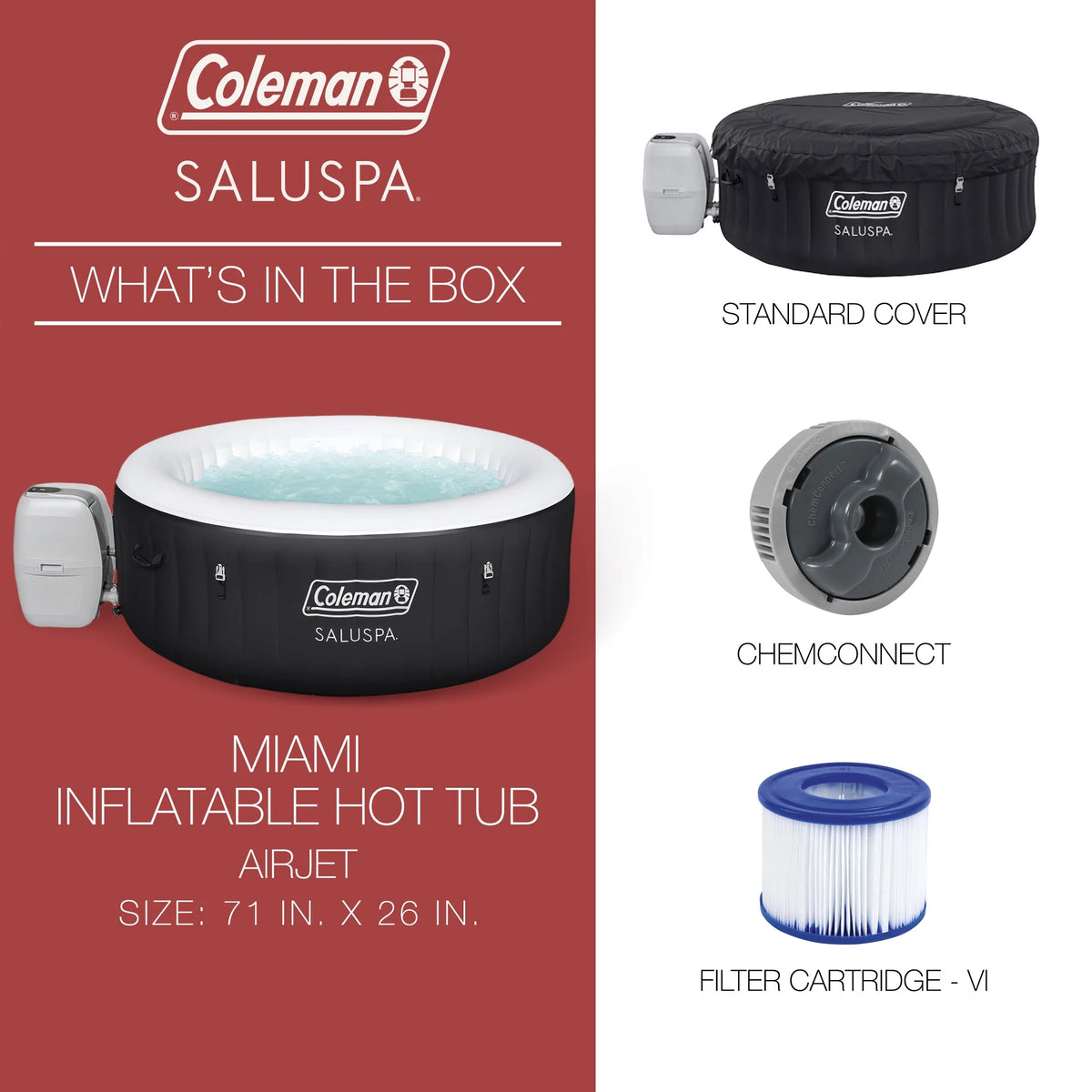 Coleman 4 Person 60 Jet Outdoor Spa, Inflatable Hot Tub, Gray